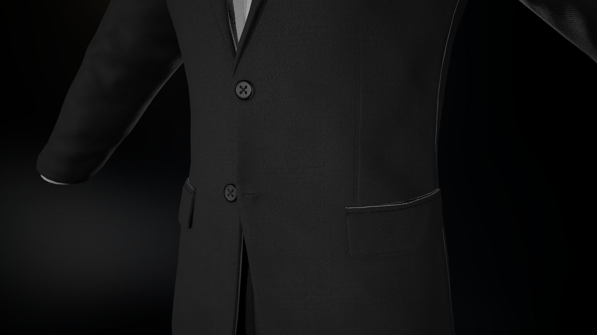 Black Suit With White Shirt Low-poly 3D model_8