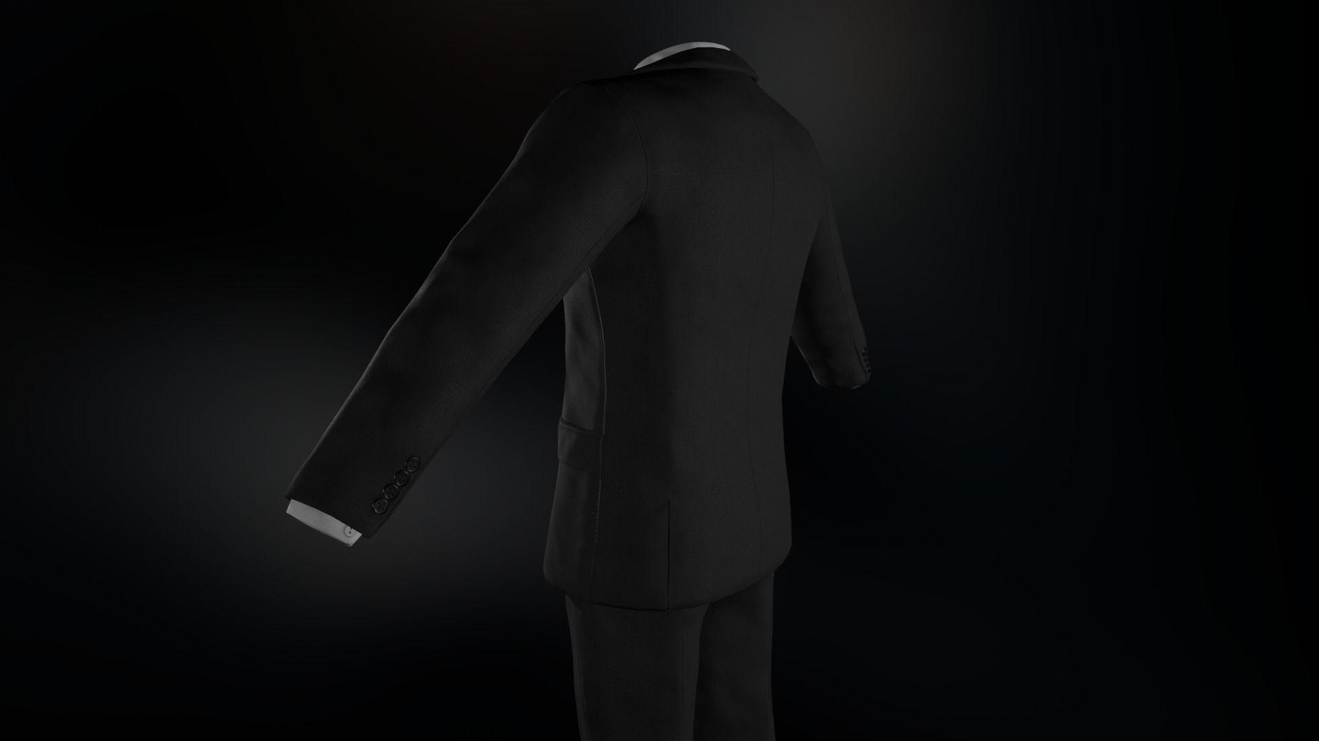 Black Suit With White Shirt Low-poly 3D model_6