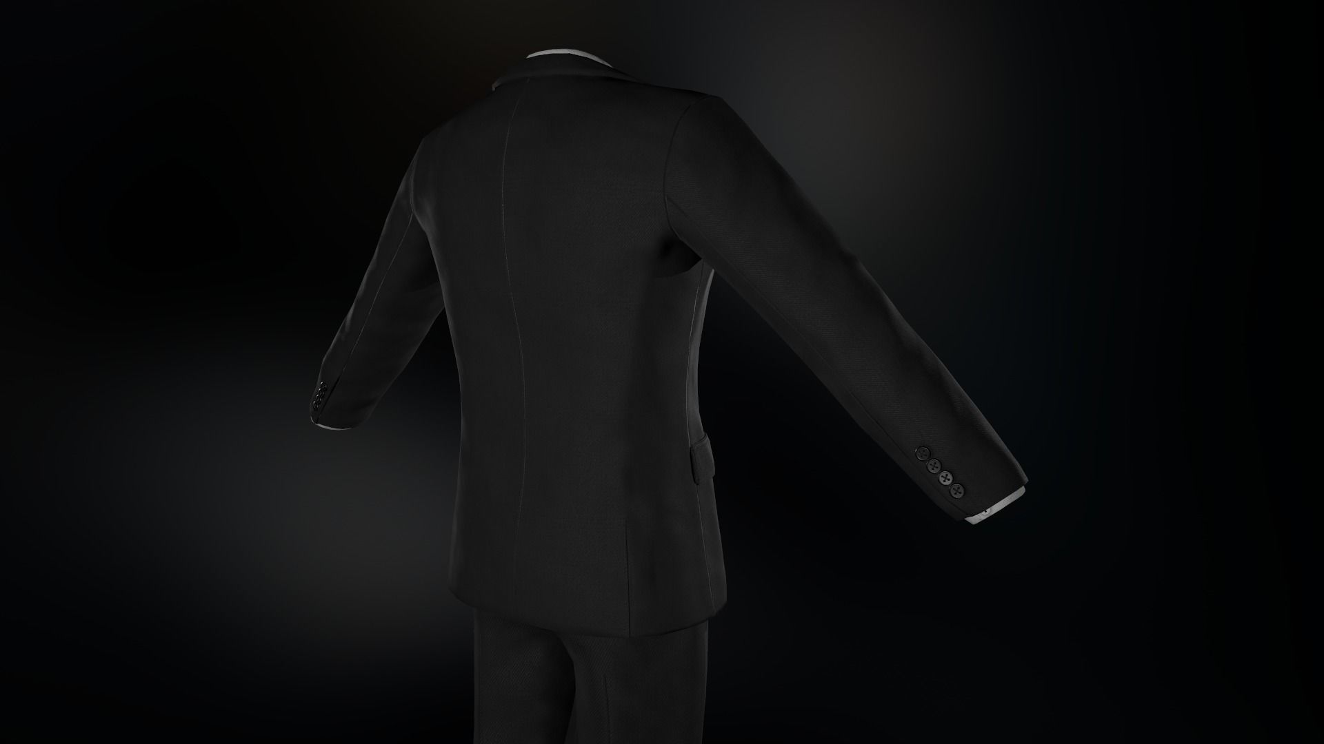 Black Suit With White Shirt Low-poly 3D model_4