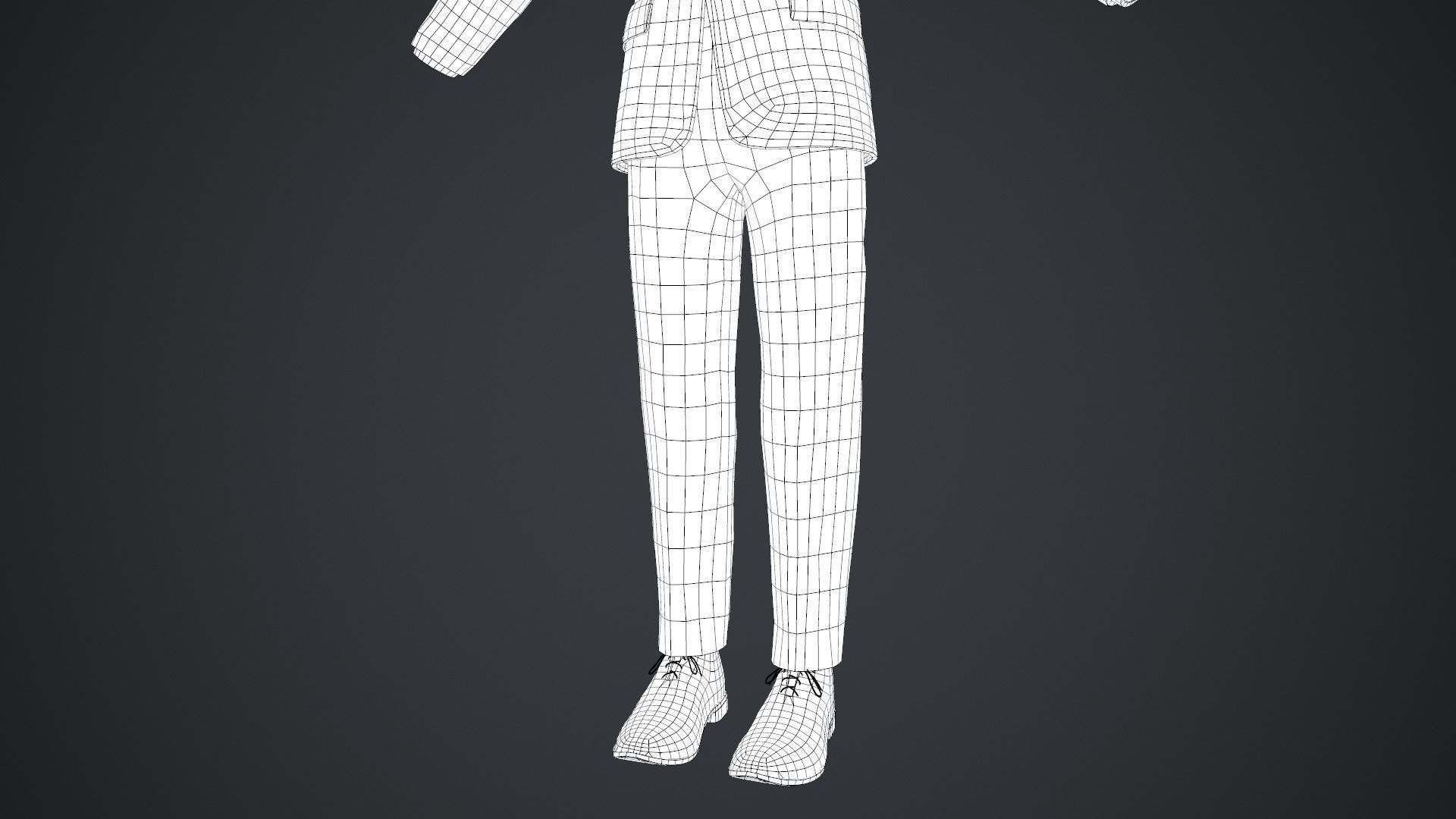 Black Suit With White Shirt Low-poly 3D model_31