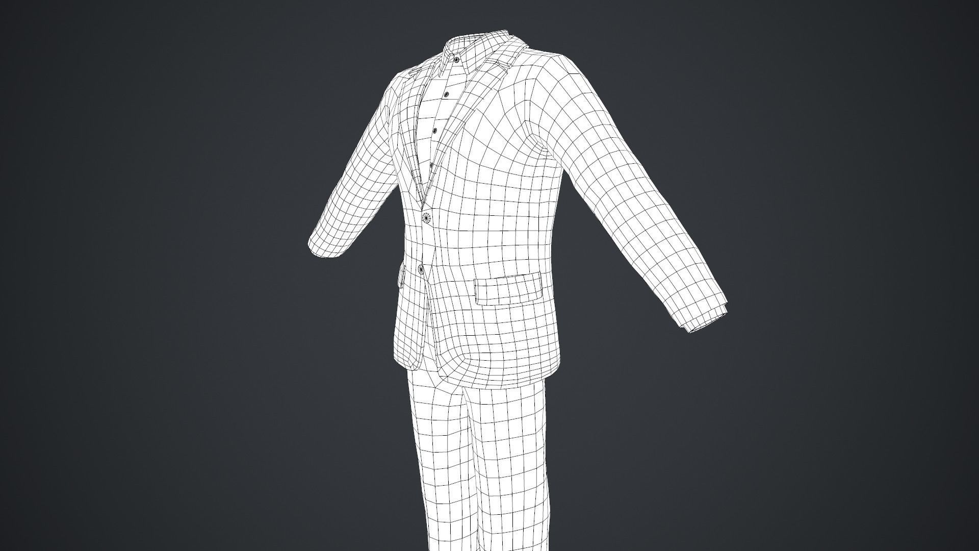 Black Suit With White Shirt Low-poly 3D model_27