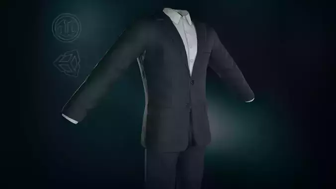 Black Suit With White Shirt Low-poly 3D model