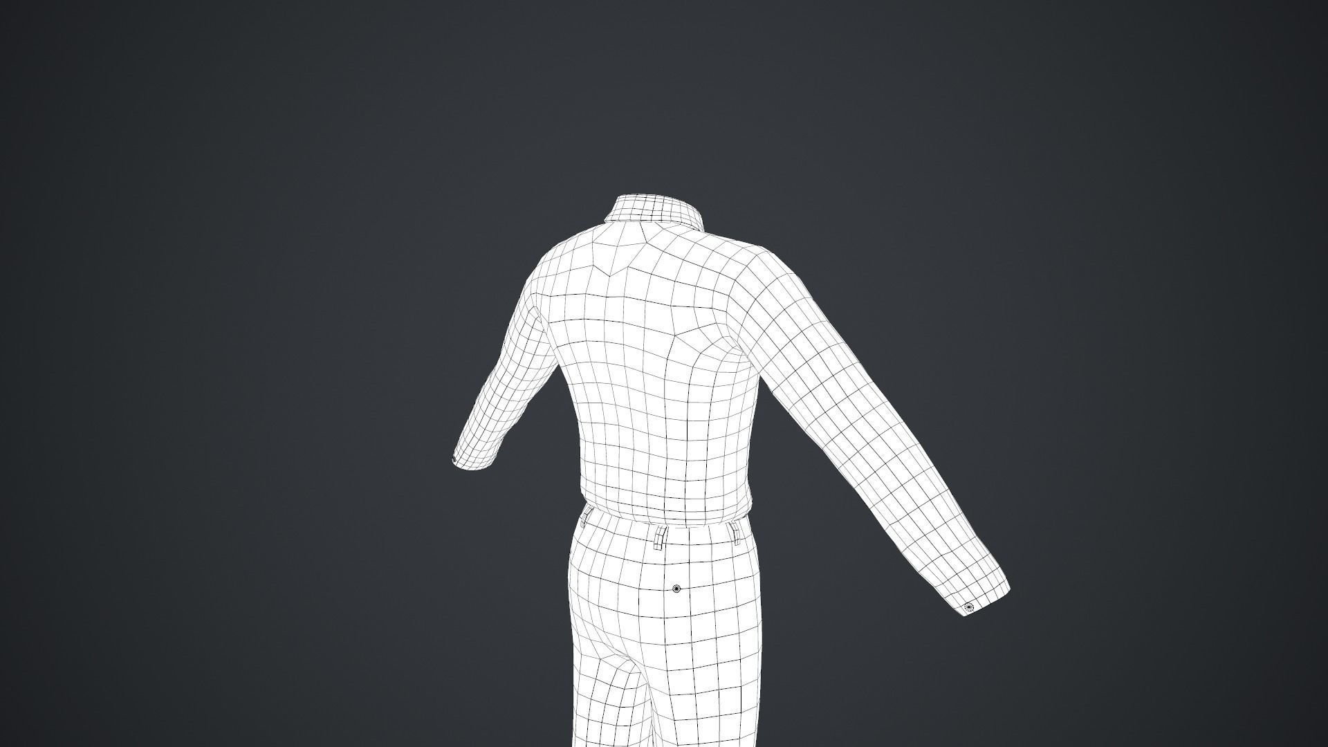 Black Suit With White Shirt Low-poly 3D model_35