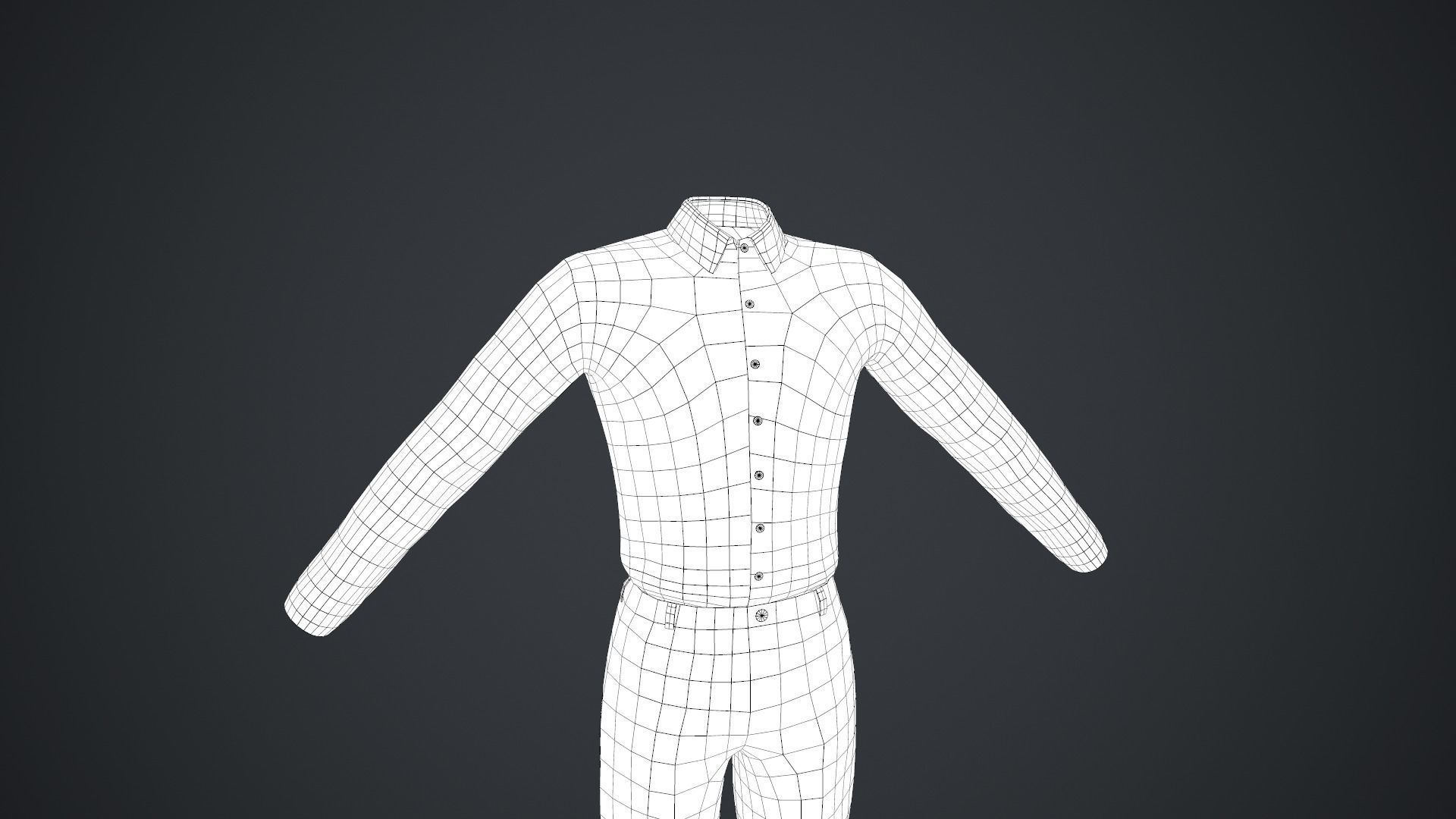 Black Suit With White Shirt Low-poly 3D model_34