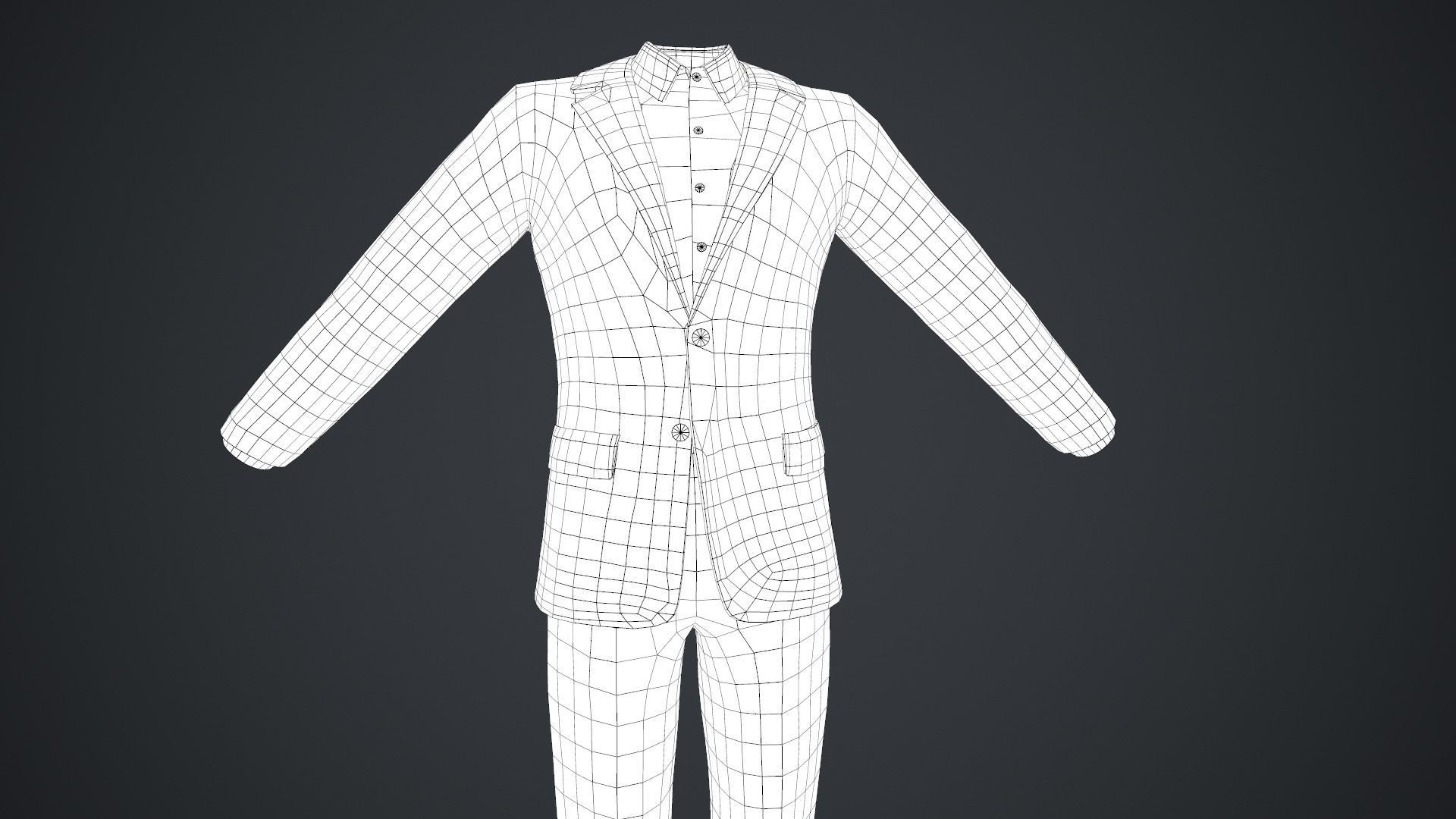 Black Suit With White Shirt Low-poly 3D model_30