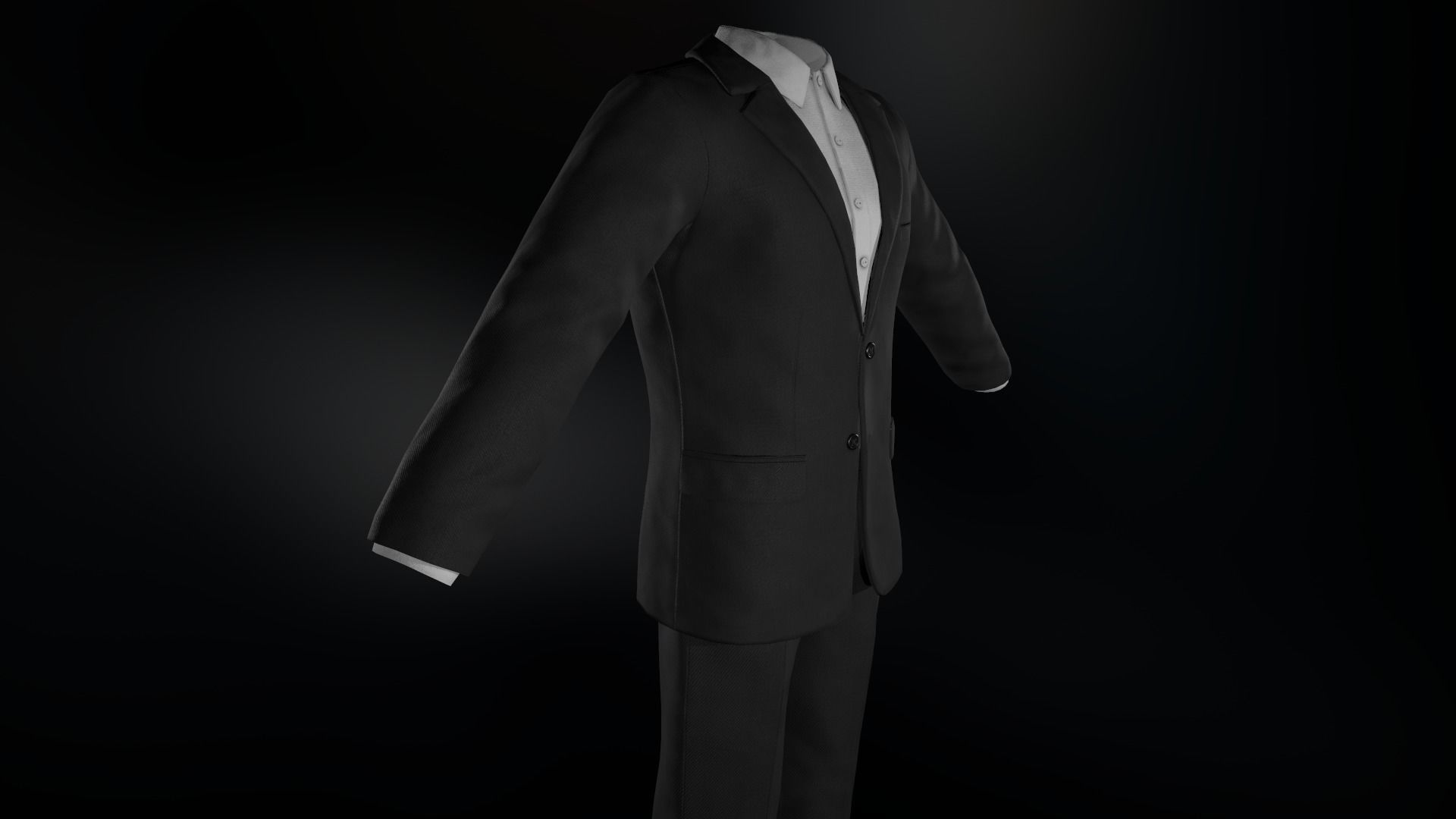 Black Suit With White Shirt Low-poly 3D model_2