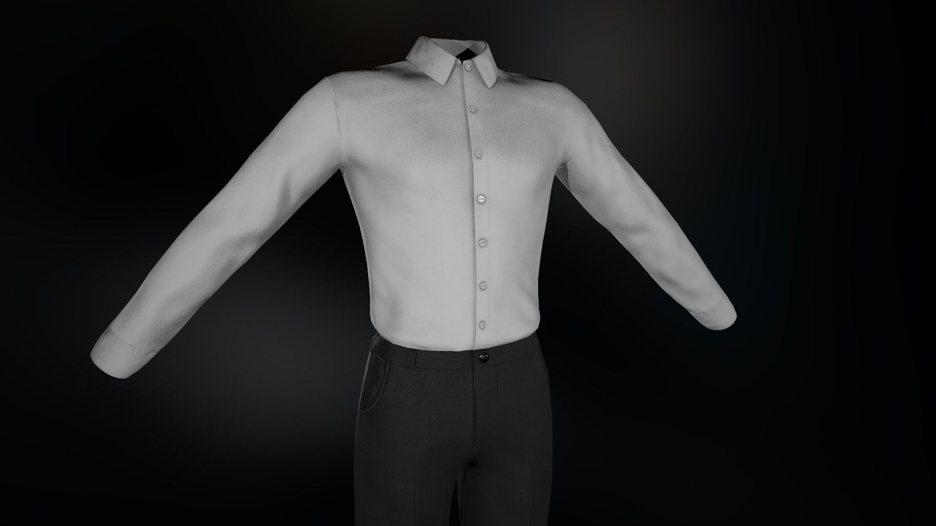 Black Suit With White Shirt Low-poly 3D model_18