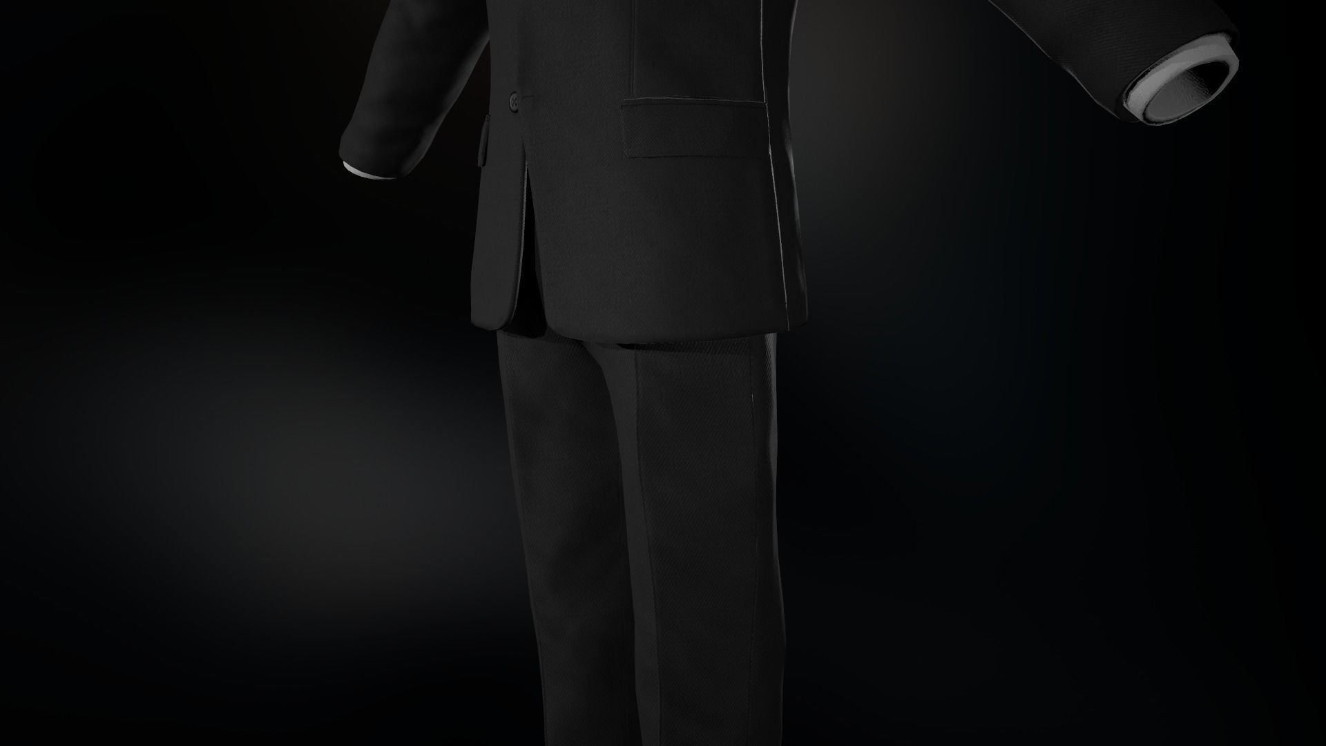 Black Suit With White Shirt Low-poly 3D model_7