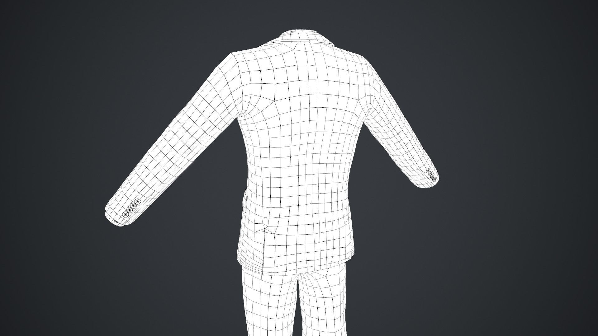 Black Suit With White Shirt Low-poly 3D model_28