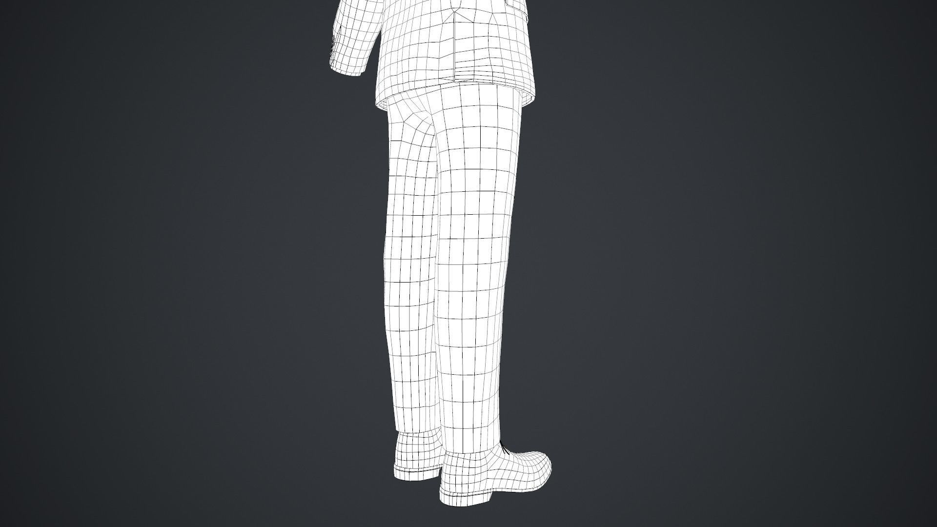 Black Suit With White Shirt Low-poly 3D model_33