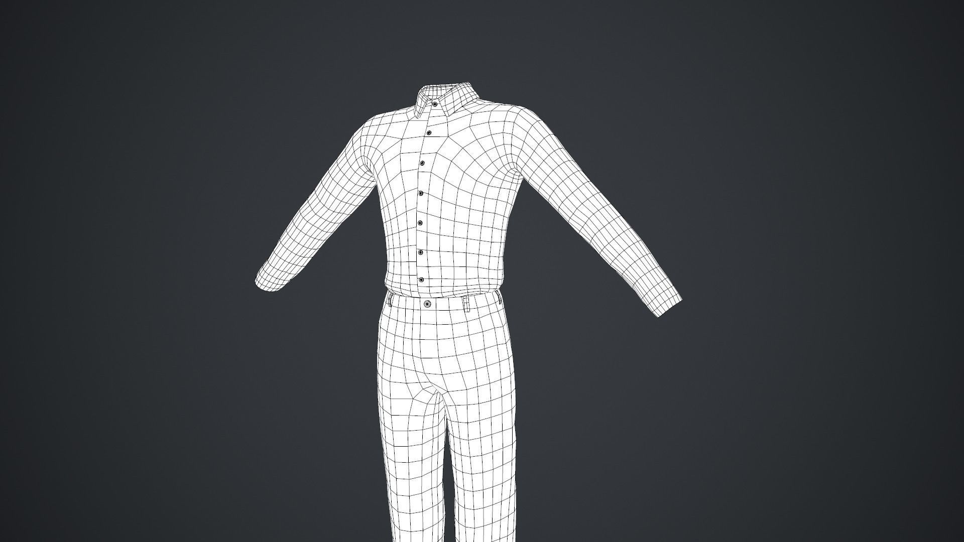 Black Suit With White Shirt Low-poly 3D model_37