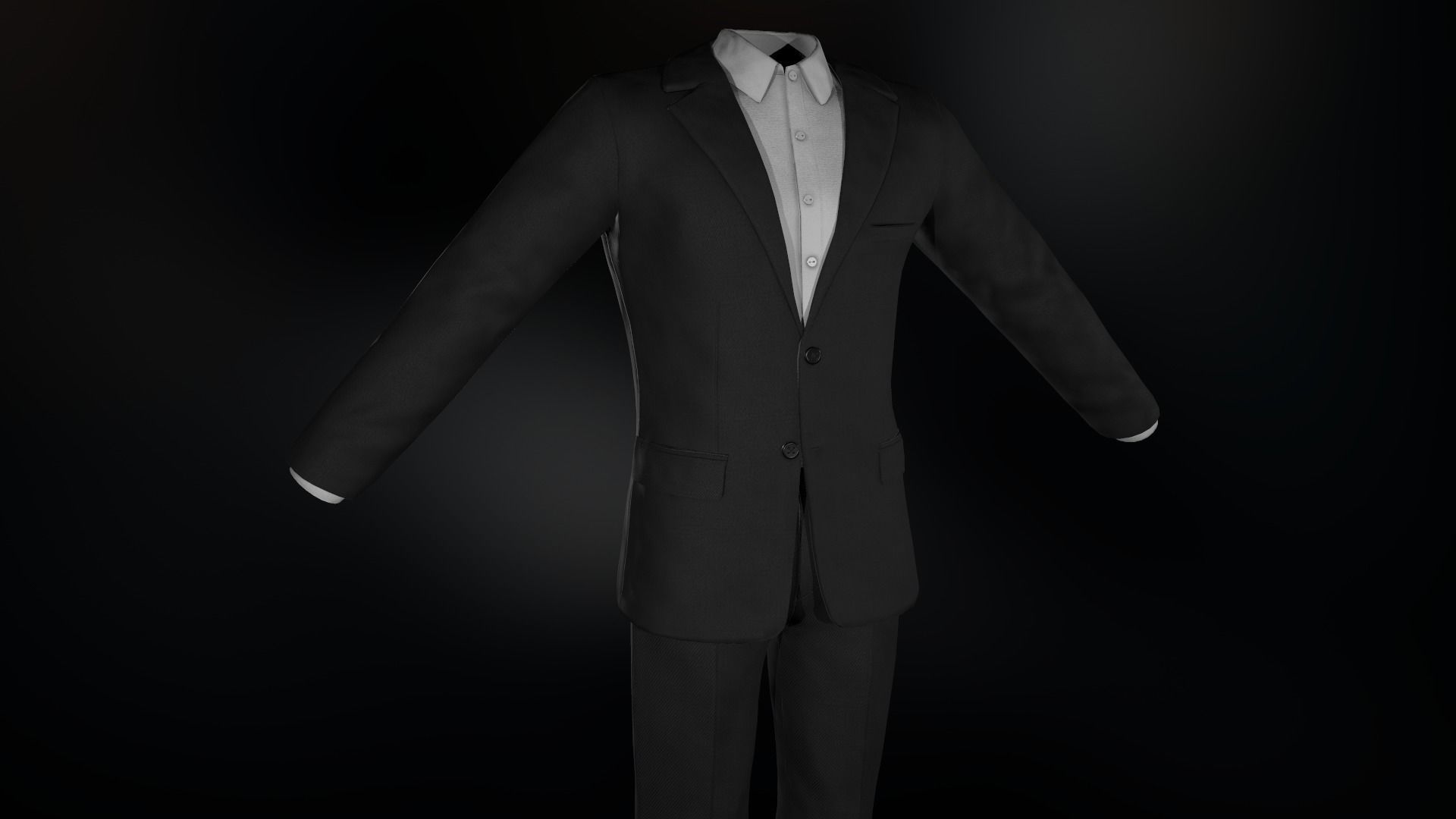 Black Suit With White Shirt Low-poly 3D model_1