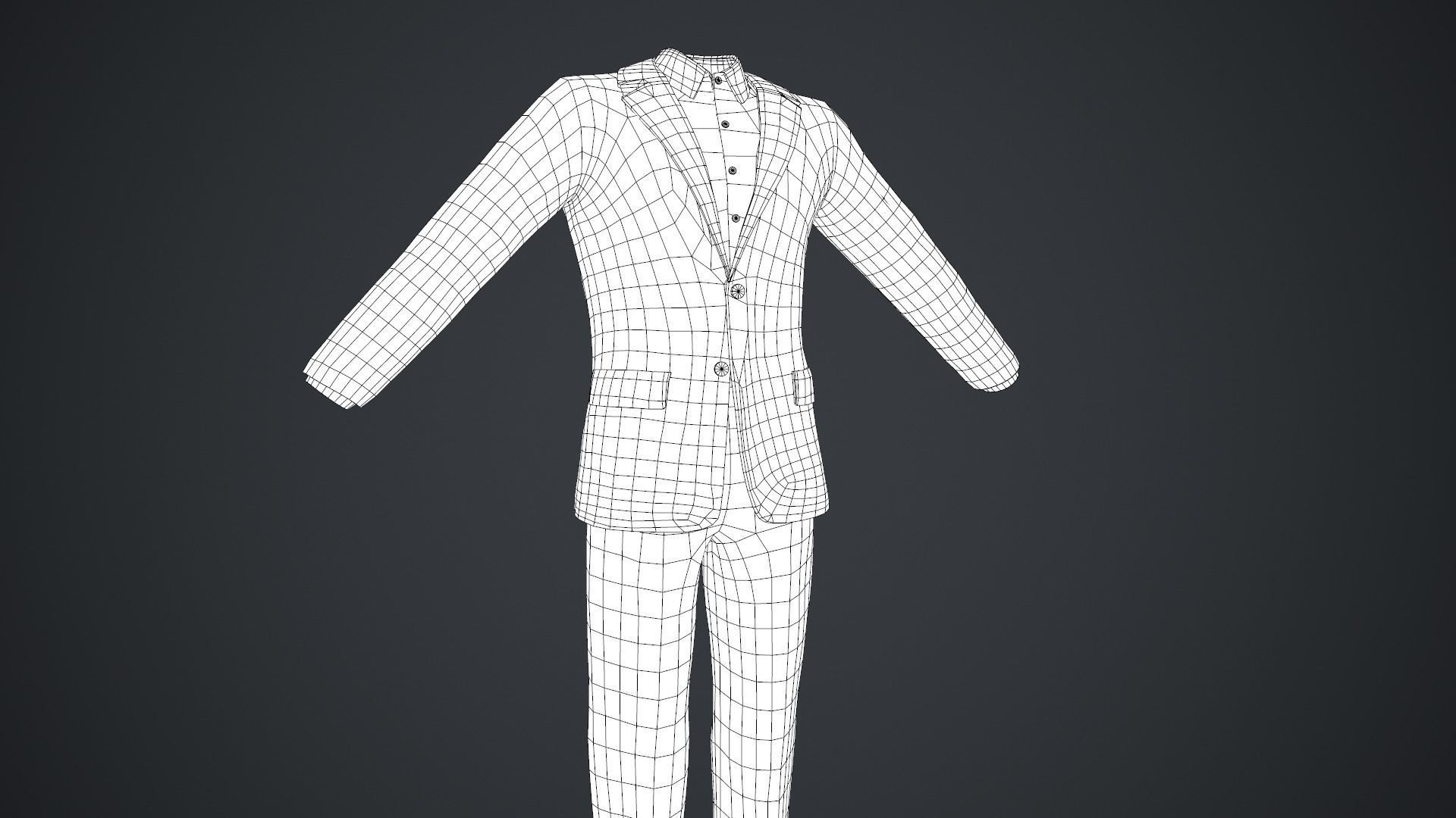 Black Suit With White Shirt Low-poly 3D model_26