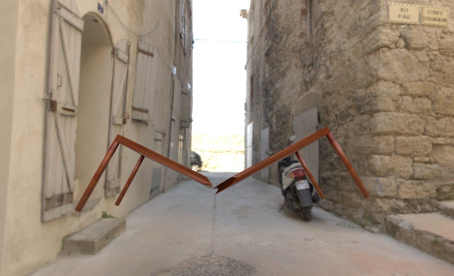 Broken wooden table Free 3D model_4