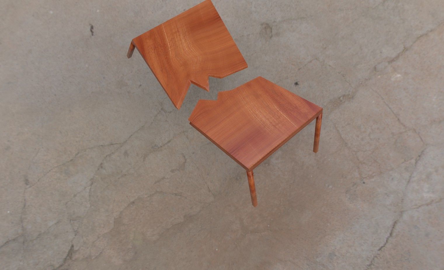 Broken wooden table Free 3D model_3