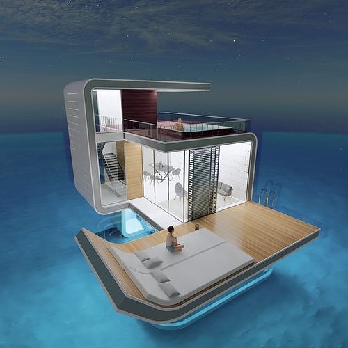 Futuristic Sea House 3D model 4