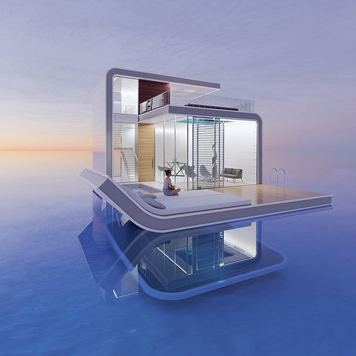 Futuristic Sea House 3D model 3