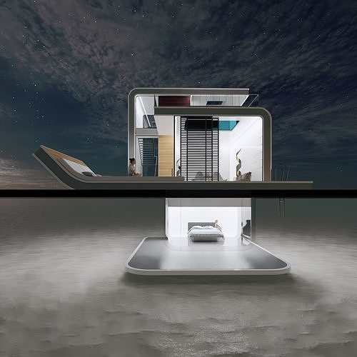 Futuristic Sea House 3D model 6