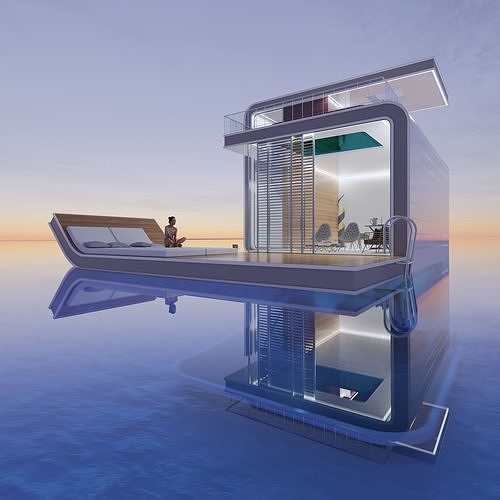 Futuristic Sea House 3D model 2