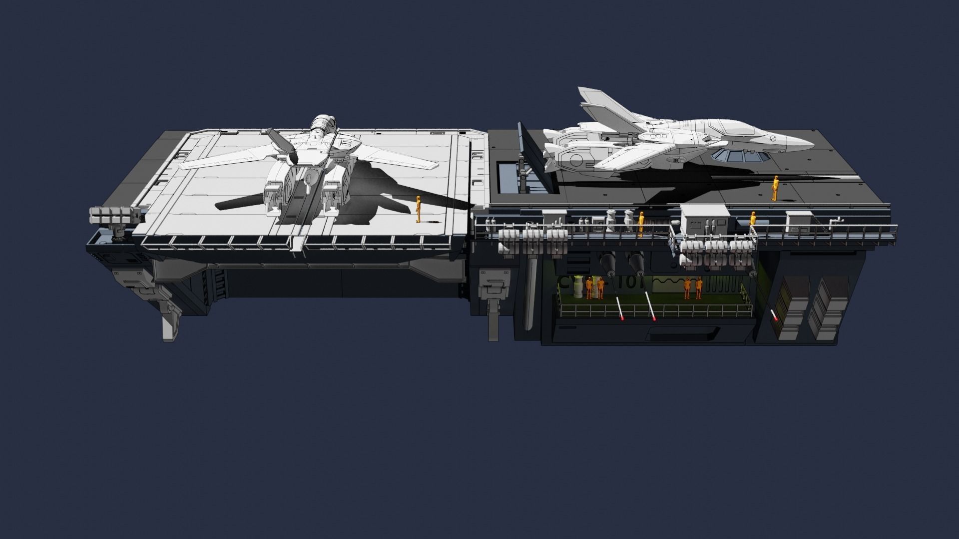 Set4 - Macross SDF1 Prometheus Hangar elevator-right Flight Deck 3D print model_2