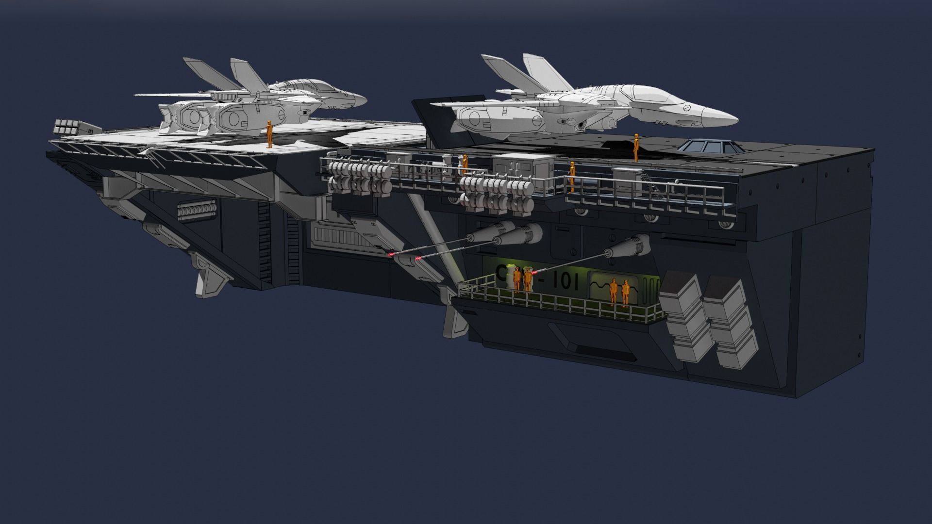 Set4 - Macross SDF1 Prometheus Hangar elevator-right Flight Deck 3D print model_3