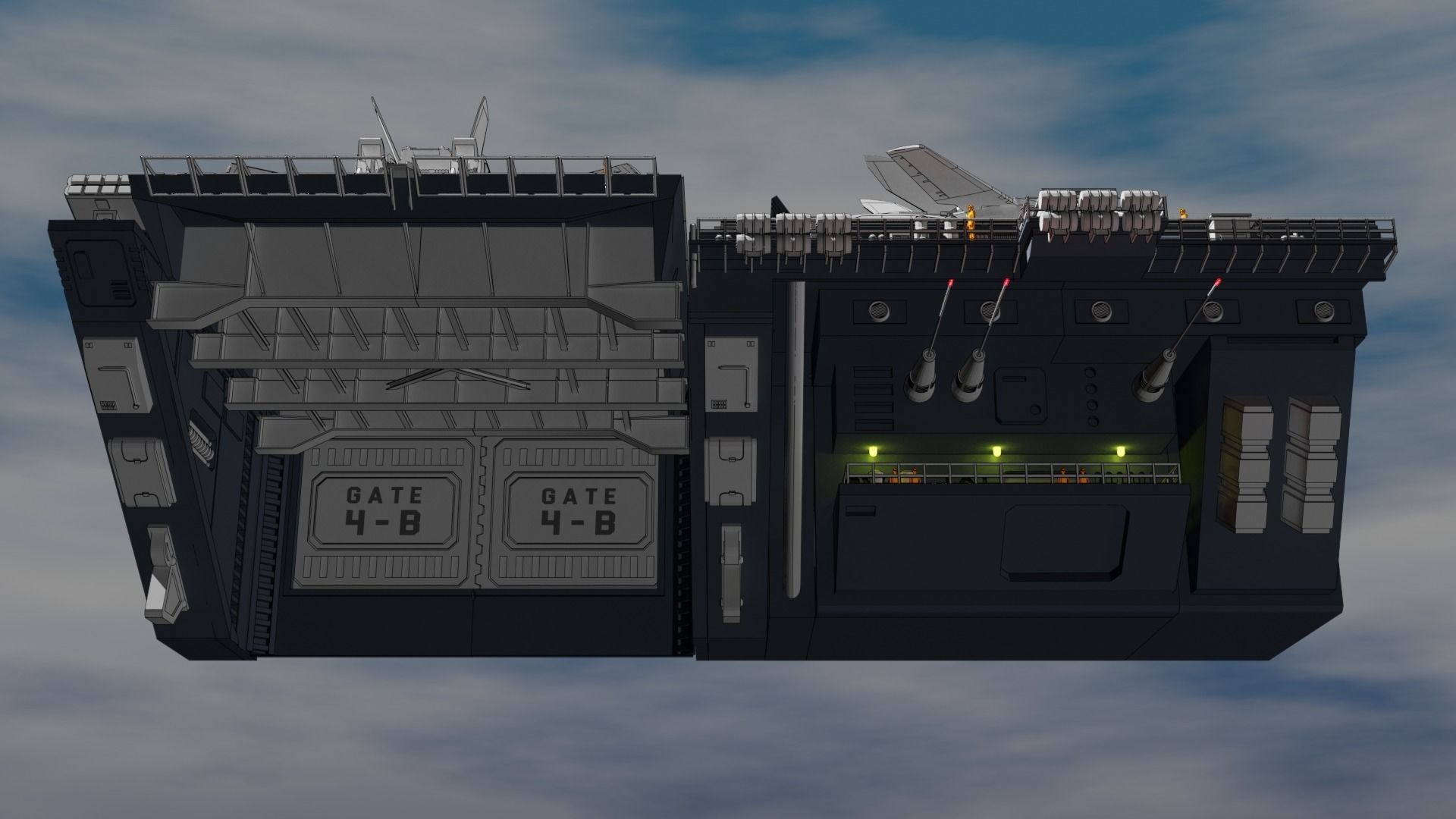 Set4 - Macross SDF1 Prometheus Hangar elevator-right Flight Deck 3D print model_4