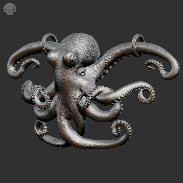 Octopus Pendant  3D print model_3