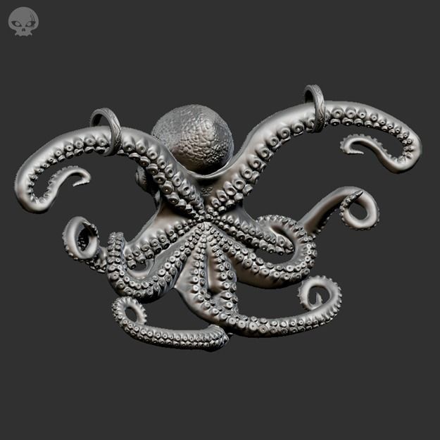 Octopus Pendant  3D print model_4