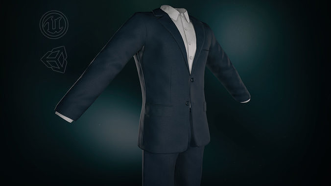 Blue Suit With White Shirt Low-poly 3D model