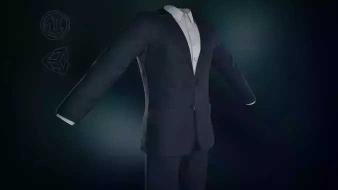 Blue Suit With White Shirt Low-poly 3D model