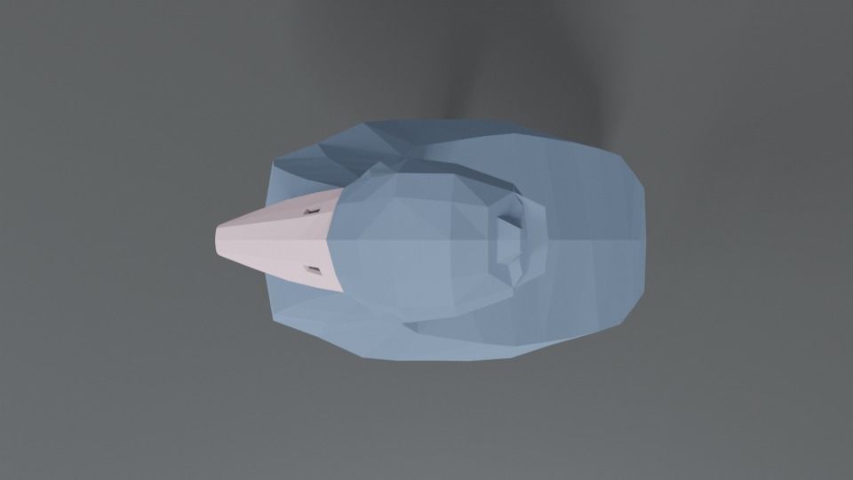 Low Poly Cartoon Shoebill Stork Low-poly 3D model_8