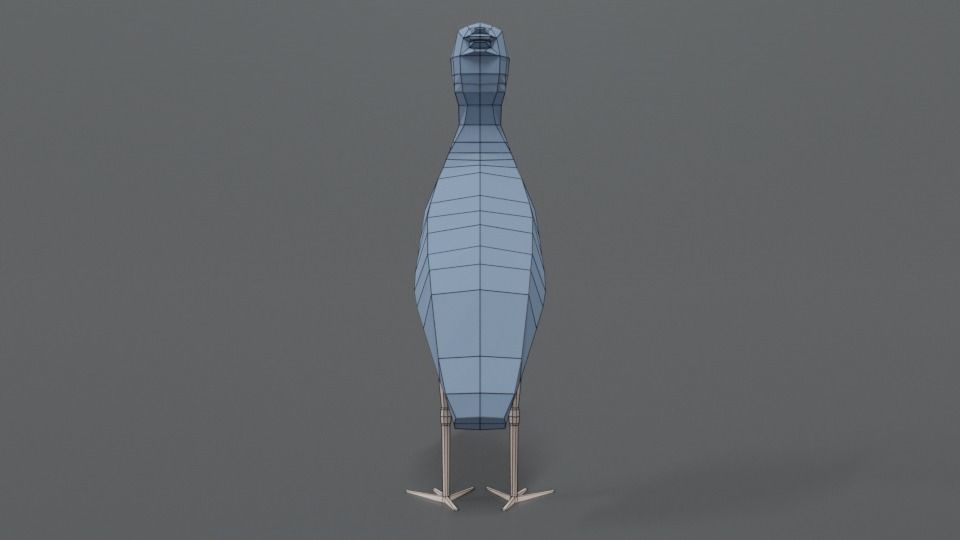 Low Poly Cartoon Shoebill Stork Low-poly 3D model_12