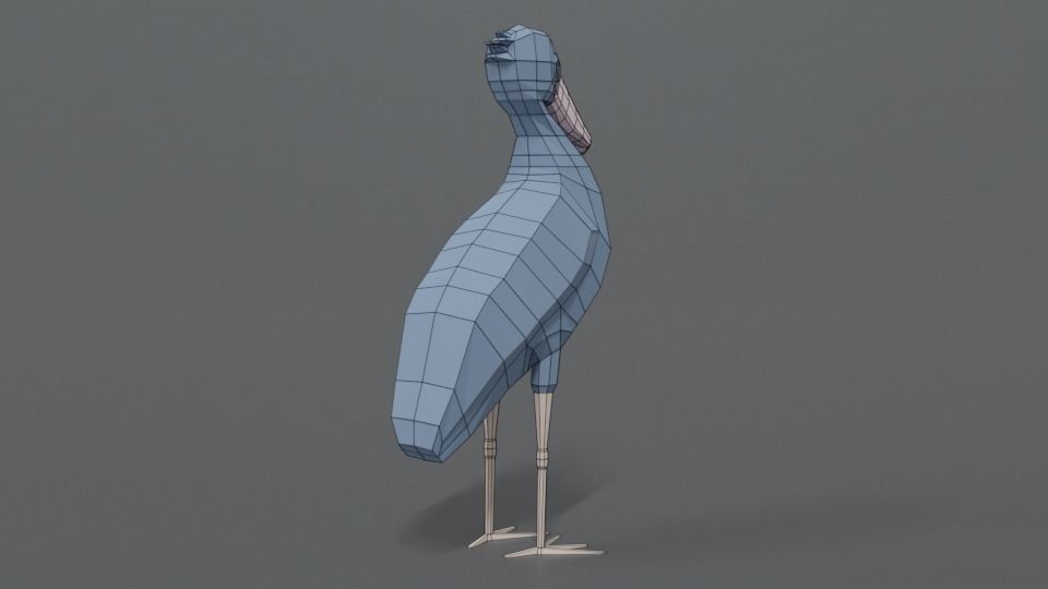 Low Poly Cartoon Shoebill Stork Low-poly 3D model_13