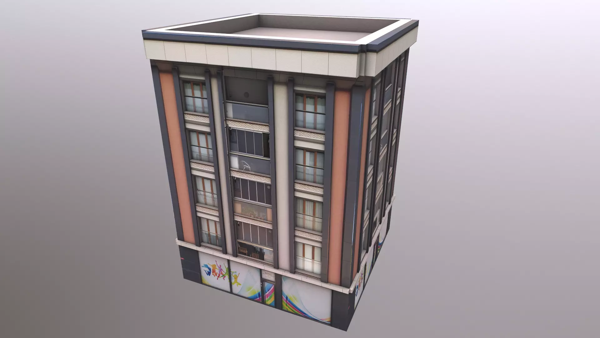 Architectural Building-5 Free low-poly 3D model_0