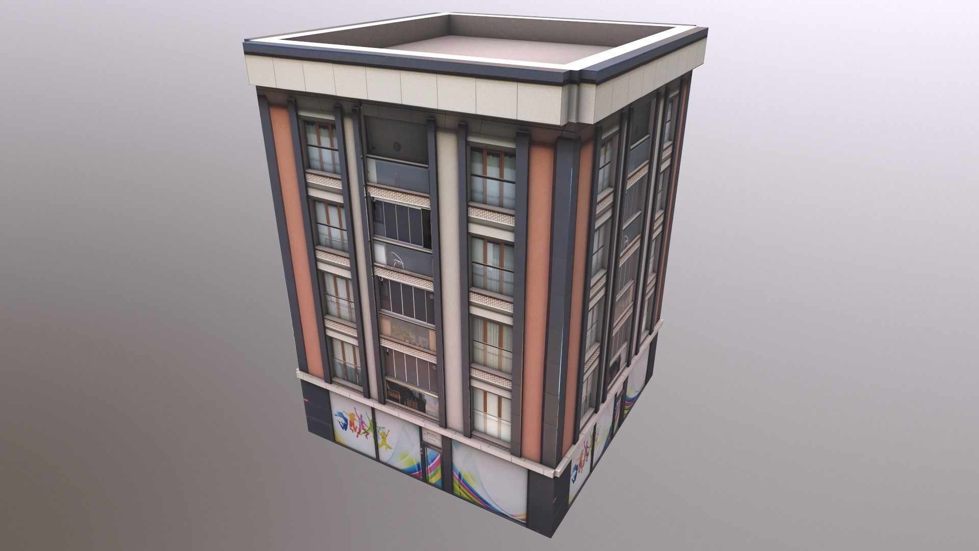 Architectural Building-5 Free low-poly 3D model_6