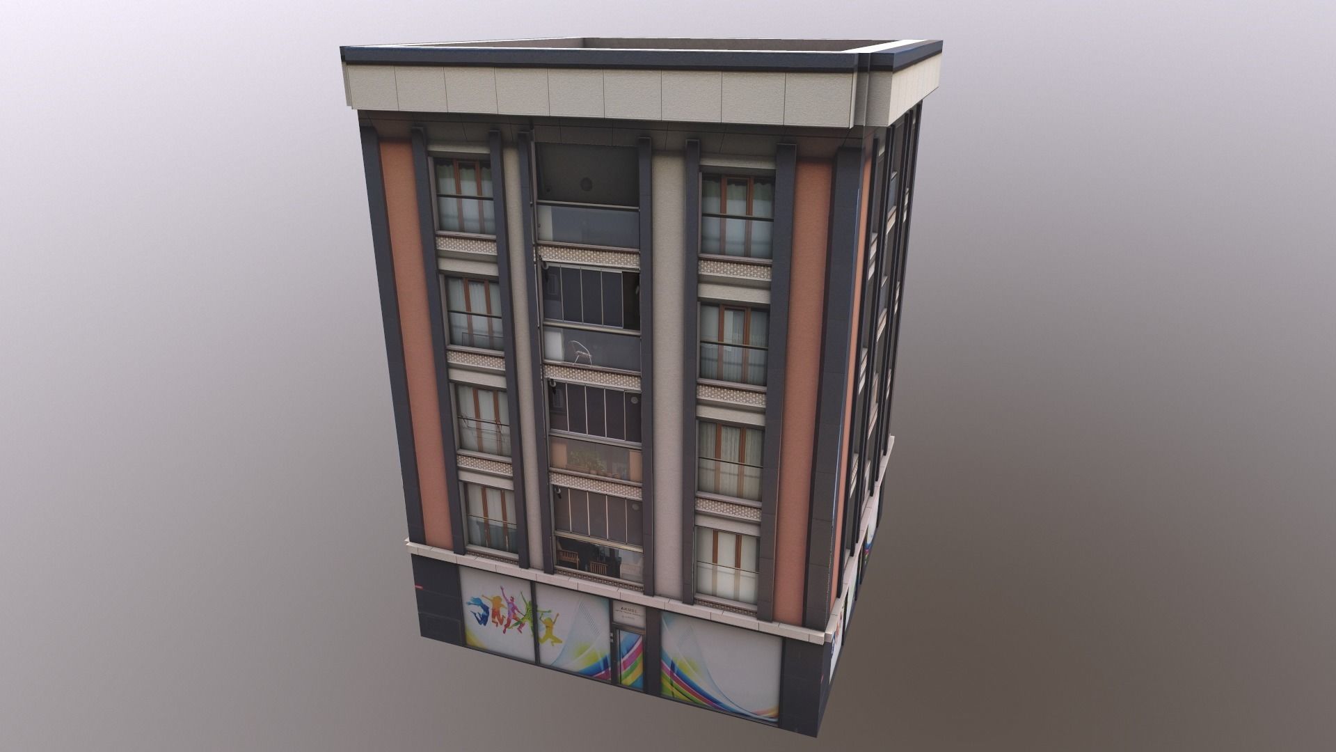 Architectural Building-5 Free low-poly 3D model_8