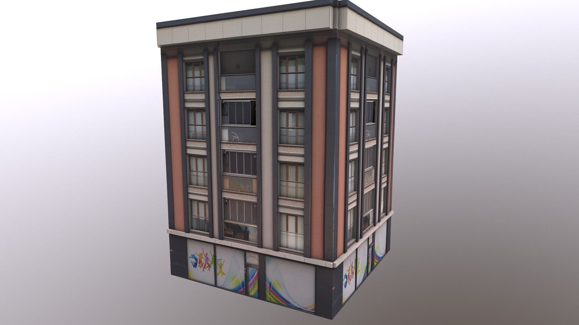 Architectural Building-5 Free low-poly 3D model_5