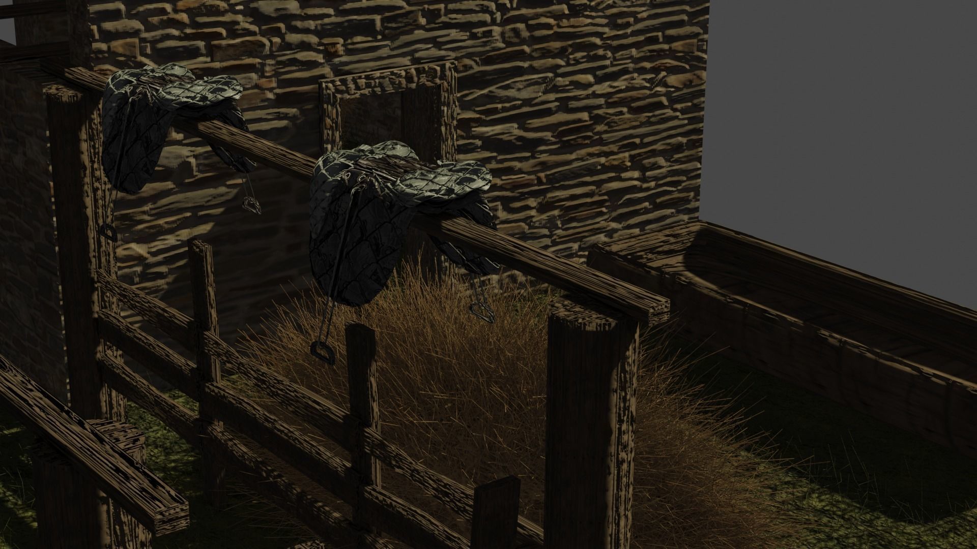 Stable stone house Free 3D model_1