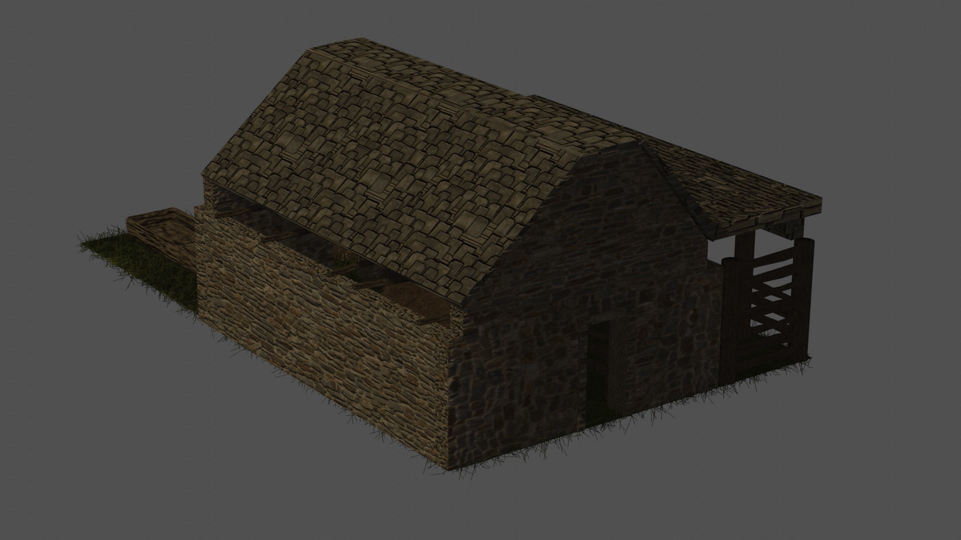 Stable stone house Free 3D model_3
