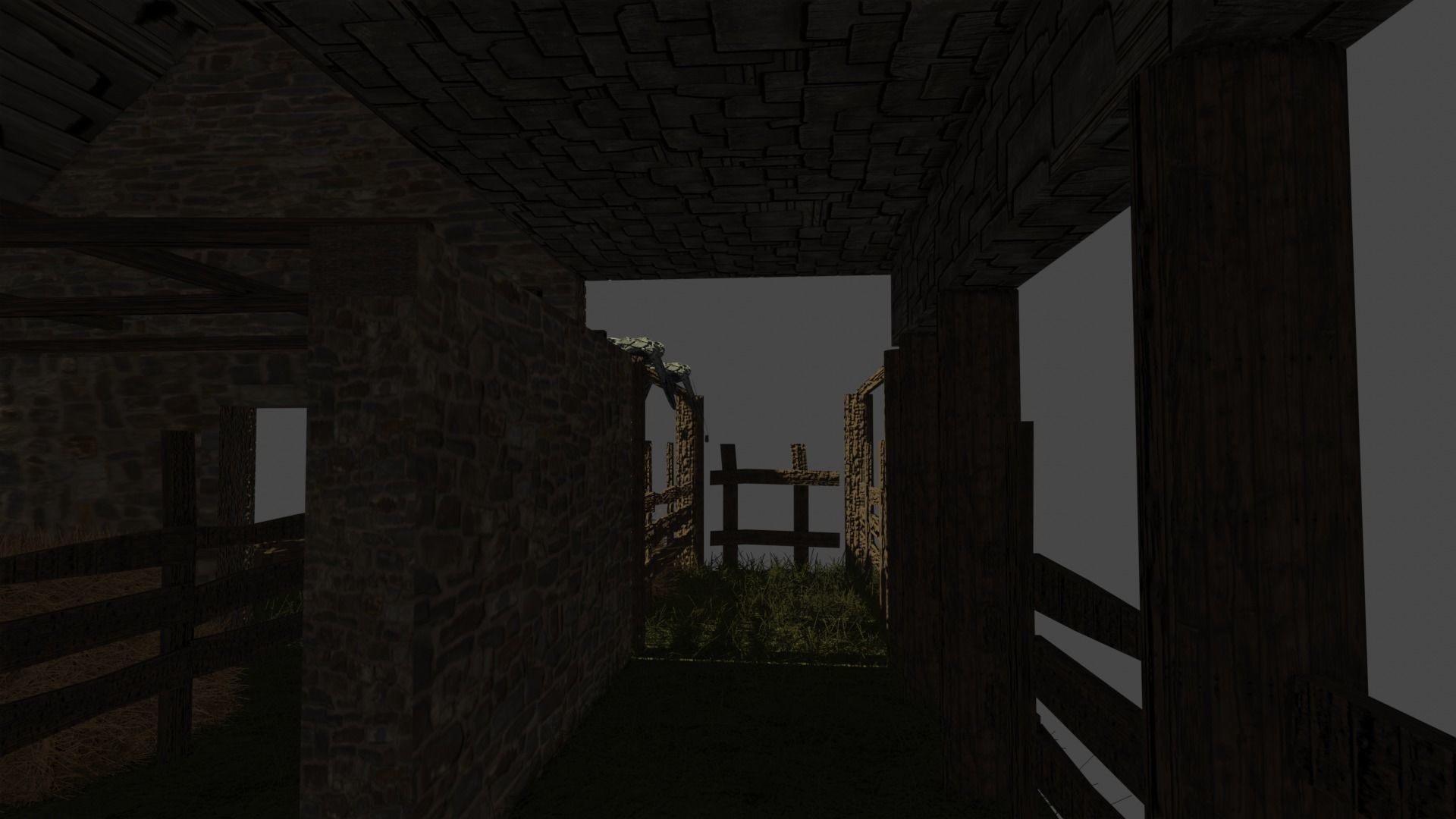 Stable stone house Free 3D model_11