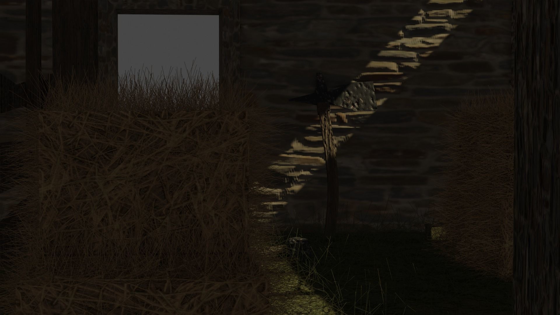 Stable stone house Free 3D model_7