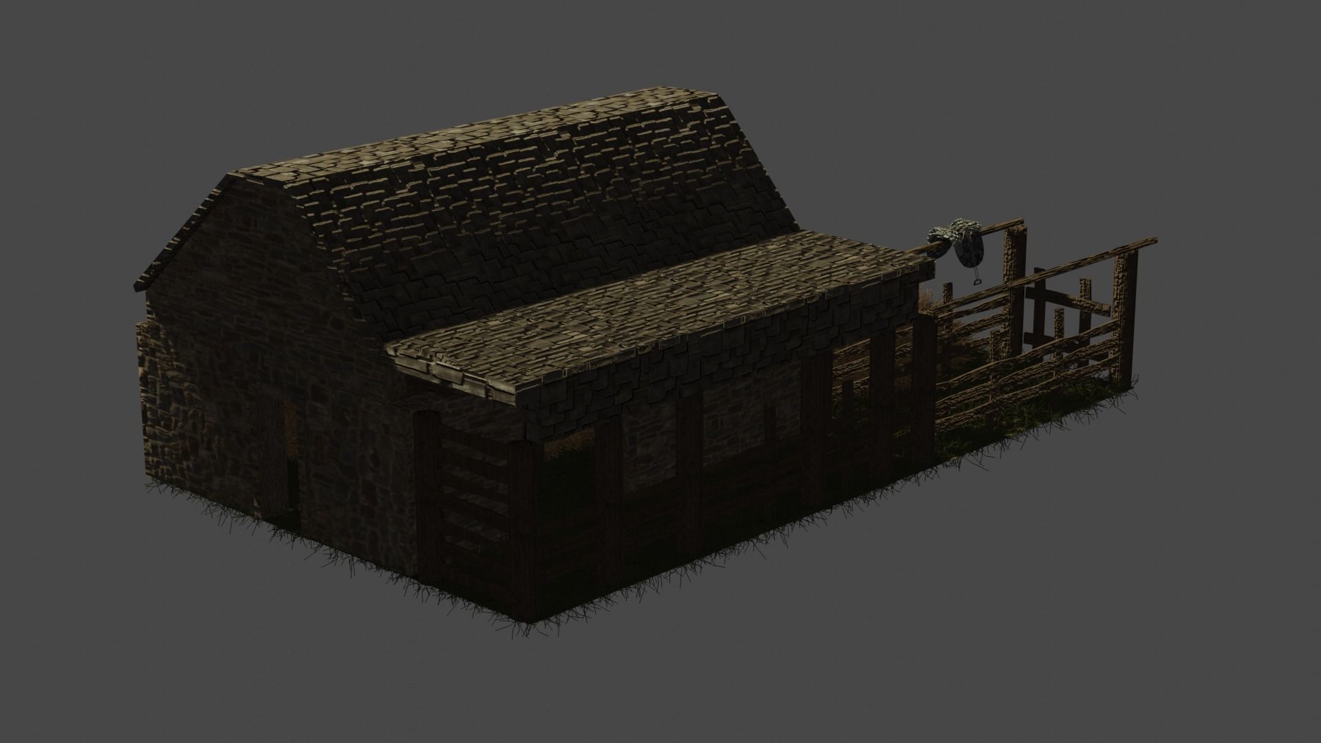Stable stone house Free 3D model_6