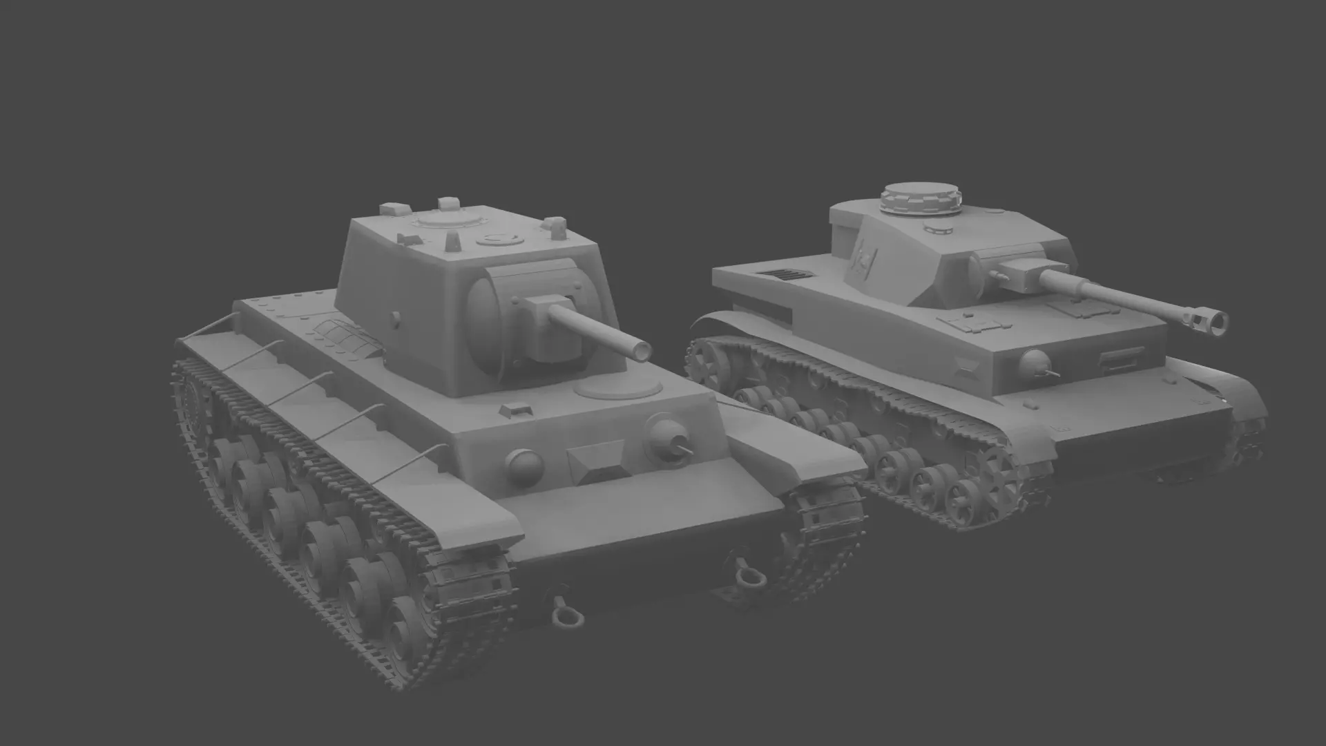 KV heavy soviet tank and Panzer 4 medium Axis German tank 3D model