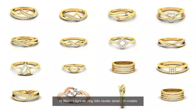 16 Women light-wt  ring 3dm render detail 3D Model Collection