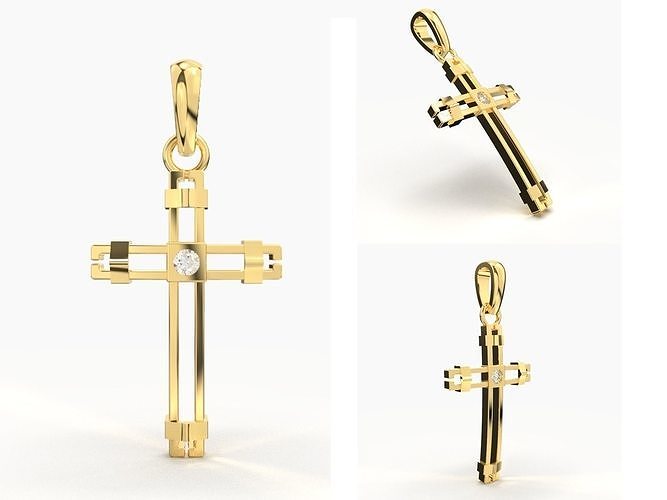 JESUS CROSS DIAMOND PENDANT 3D print model