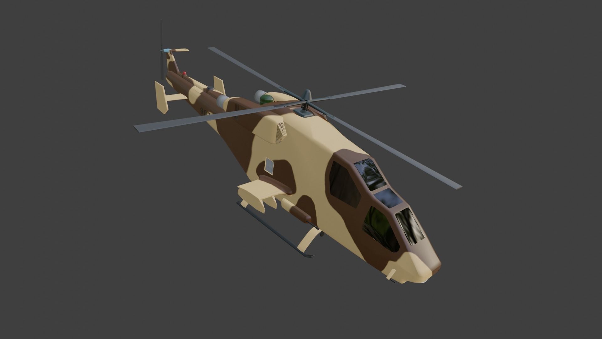 Ansat 2RC Russian RECONNAISSANCE Helicopter - Low-poly 3D model_2