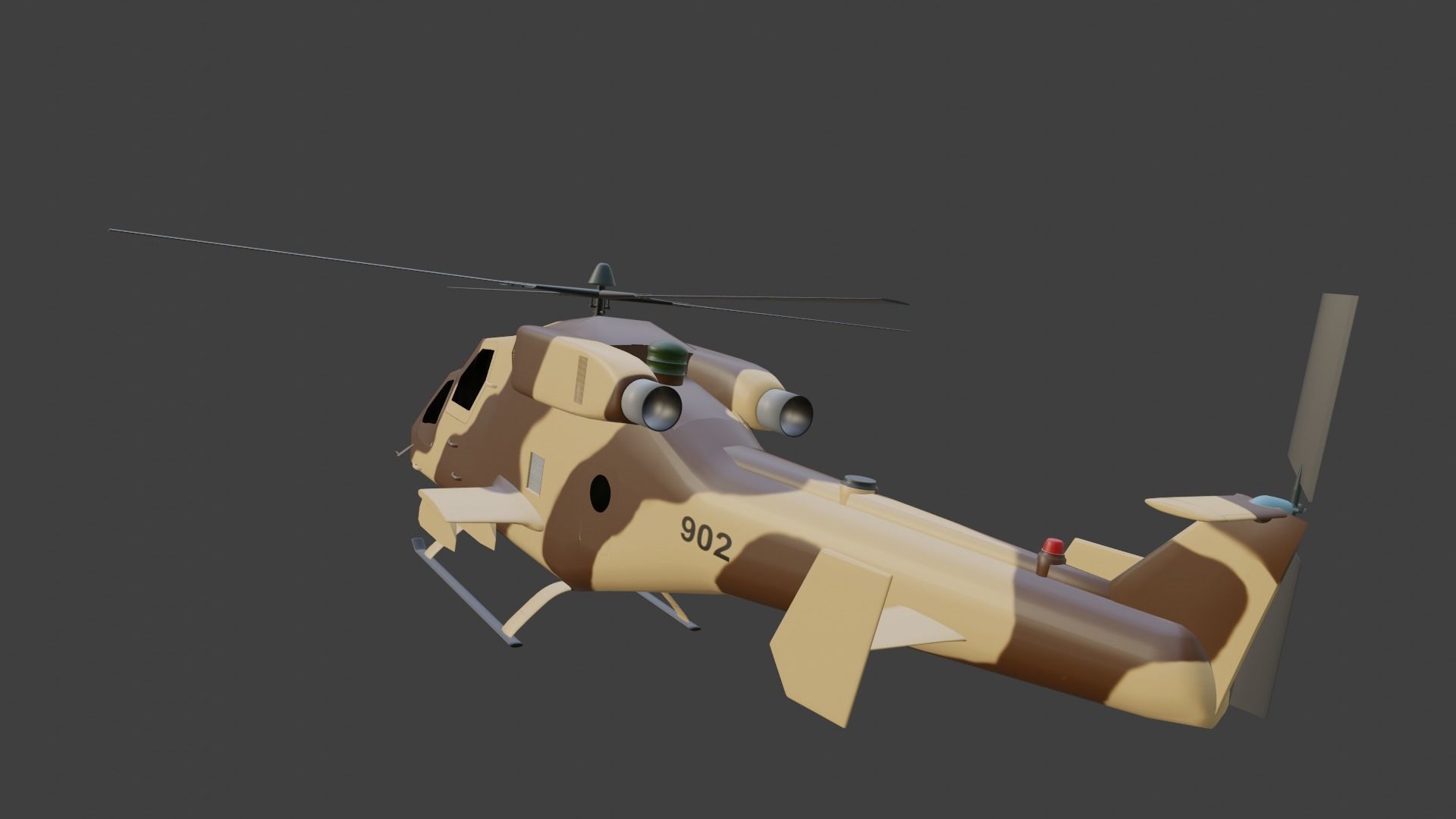 Ansat 2RC Russian RECONNAISSANCE Helicopter - Low-poly 3D model_6