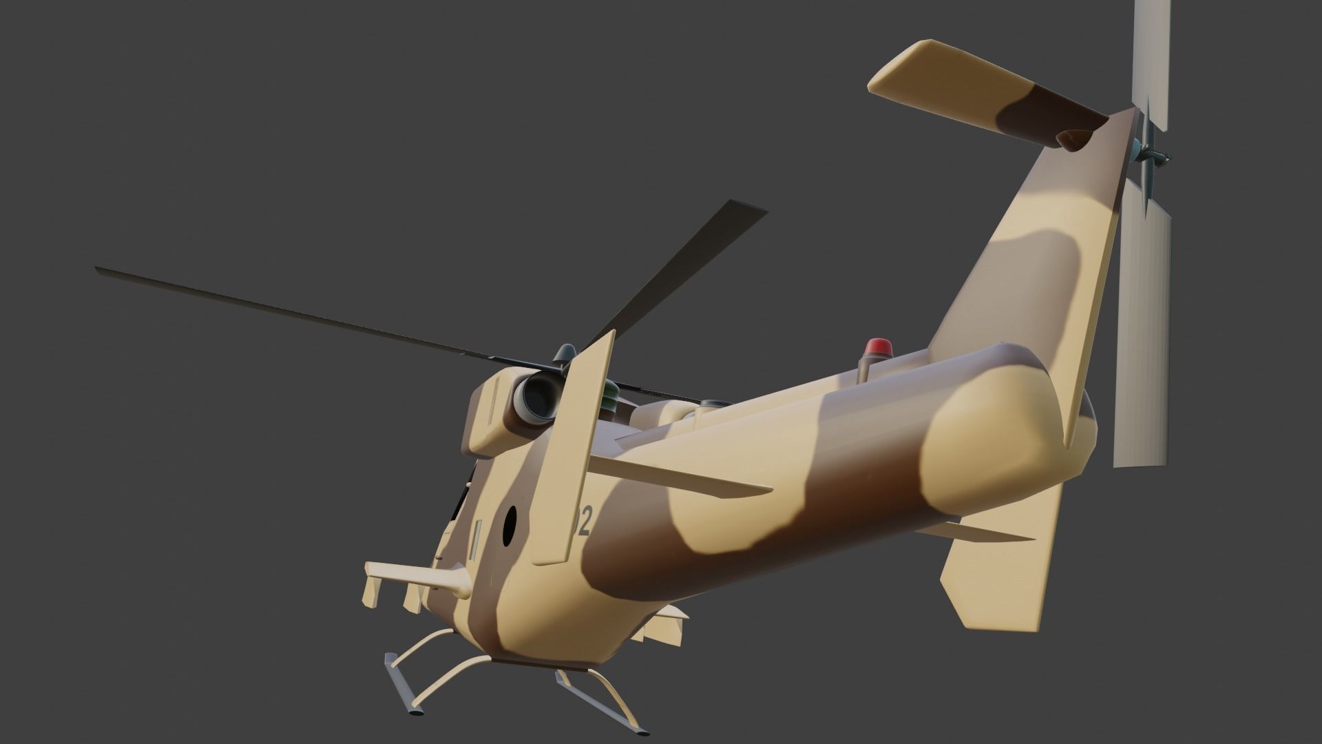 Ansat 2RC Russian RECONNAISSANCE Helicopter - Low-poly 3D model_3
