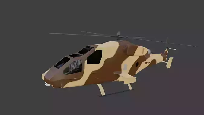 Ansat 2RC Russian RECONNAISSANCE Helicopter - Low-poly 3D model