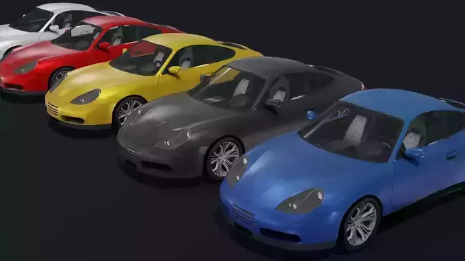 Generic Coupe Car With Interior Lowpoly 3D Model Low-poly 3D model